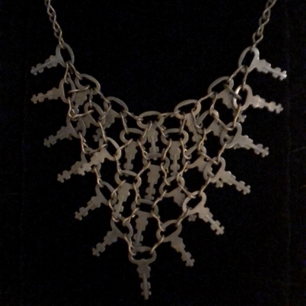 Steampunk necklace made of keys on Chain